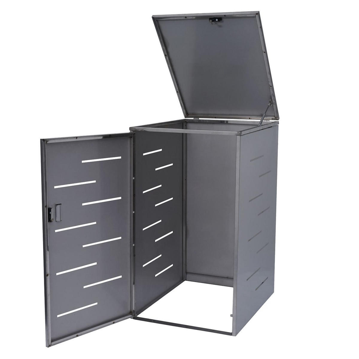 MÜLLTONNENBOX XL 1er 116x71x98cm erweiterbar Edelstahl 35kg - Silberfarben, Metall (71/116/98cm) - PROREGAL