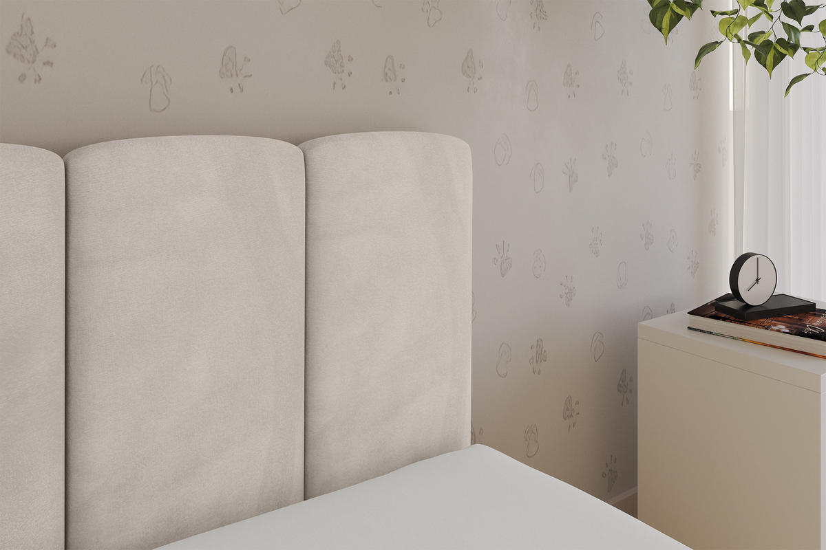 EINZELLBETT Jugendbett mit Bettkasten, Links - DEXY 90x200 Beige - Ecru, Holzwerkstoff/Textil (90/200cm) - ALTDECOR