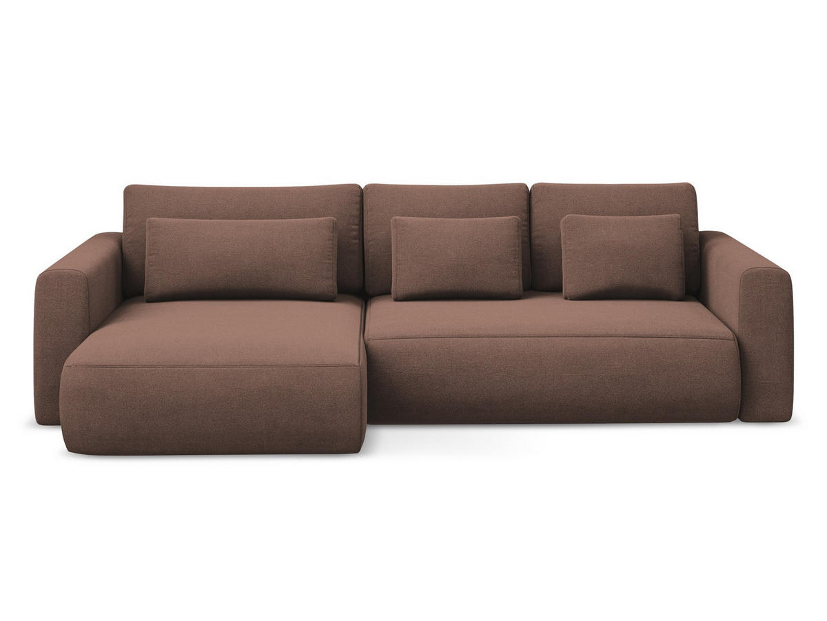 ECKSOFA mit Schlaffunktion Strukturstoff Stoff Pink - Pink/Hellrosa, Kunststoff/Textil (149/278cm) - Makamii