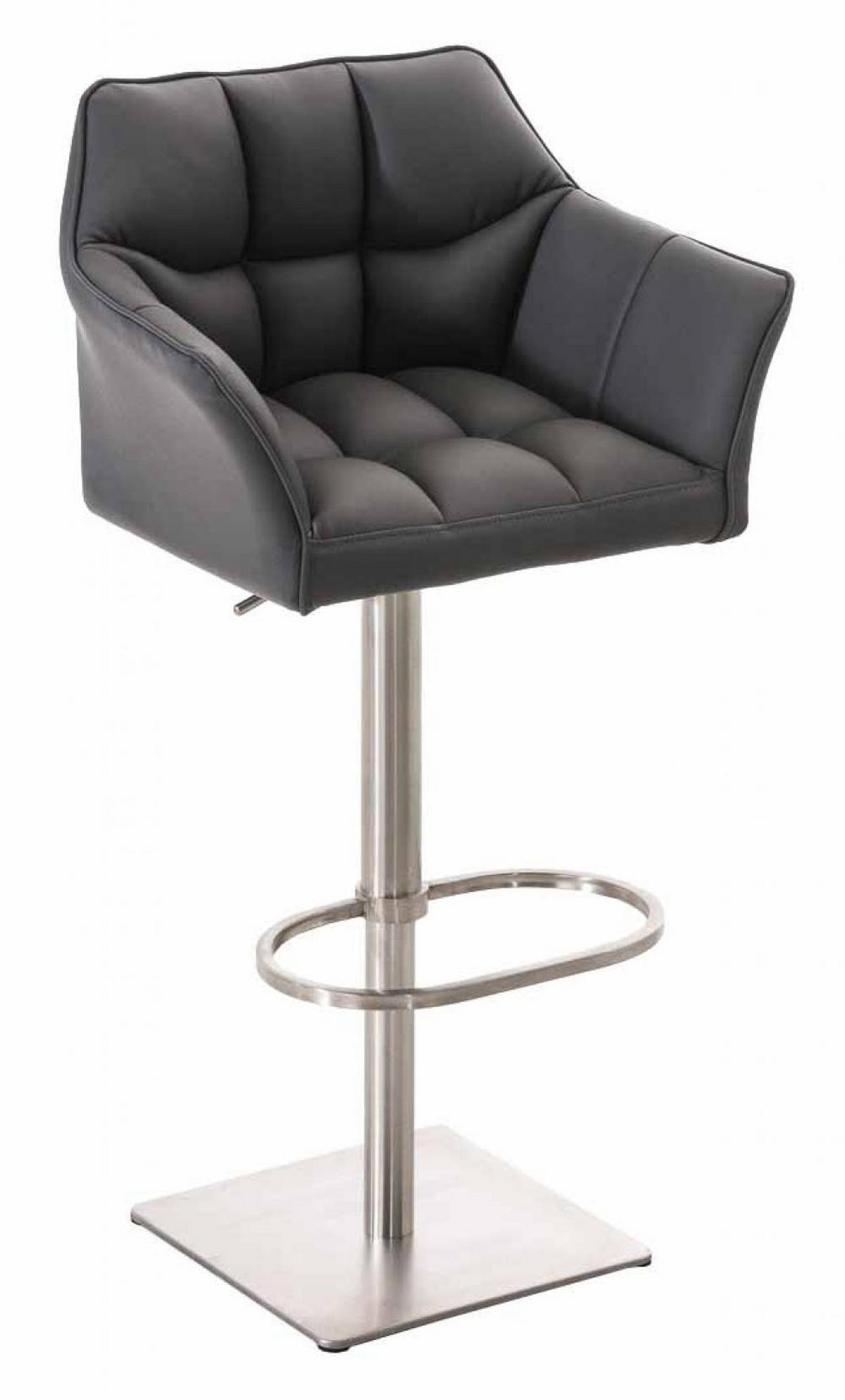 BARHOCKER 2er Set Lederlook Grau - Edelstahlfarben/Grau, Textil/Metall (64/88/45cm) - CLP
