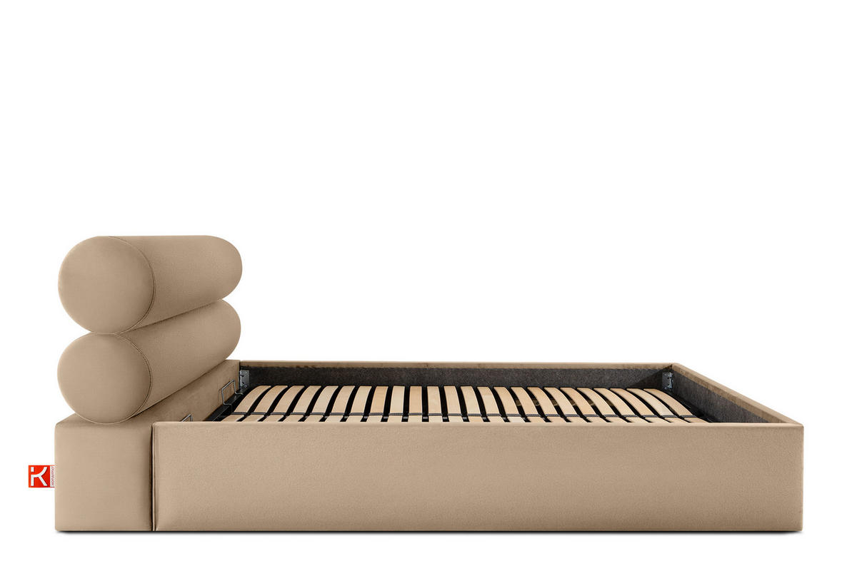 POLSTERBETT LUNEO - Beige/Schwarz, Holz/Holzwerkstoff (182/204cm) - KONSIMO®