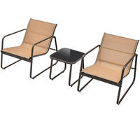 BALKONSET Braun(3-teilig) - Braun, Metall - COSTWAY
