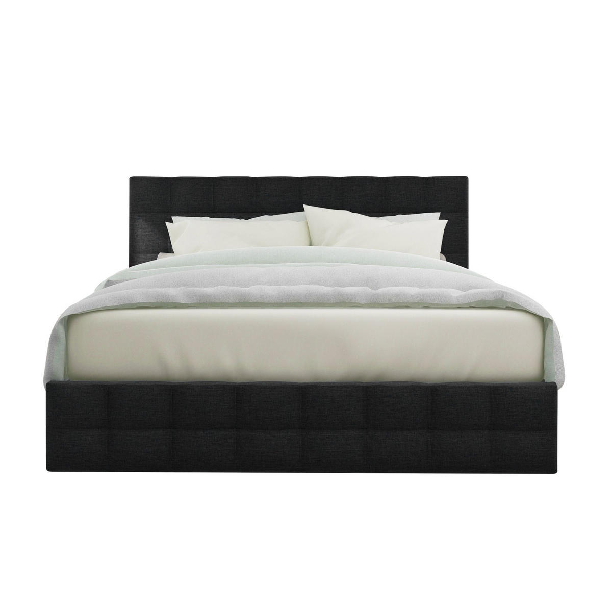 POLSTERBETT 140/200 cm mit 4 Schubladen, höhenverstellbarem Kopfteil & Stahl-Lattenrost, Schwarz - Schwarz, Textil (140/200cm) - Redom