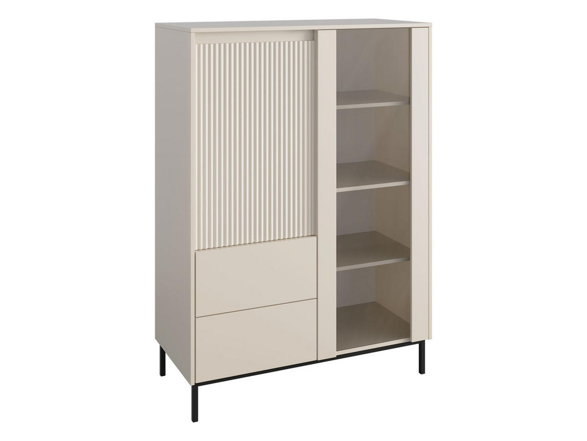 VITRINE Ozmi 2D2SZ - Kaschmir/Schwarz, Holzwerkstoff/Metall (104/146/50cm) - MIRJAN24