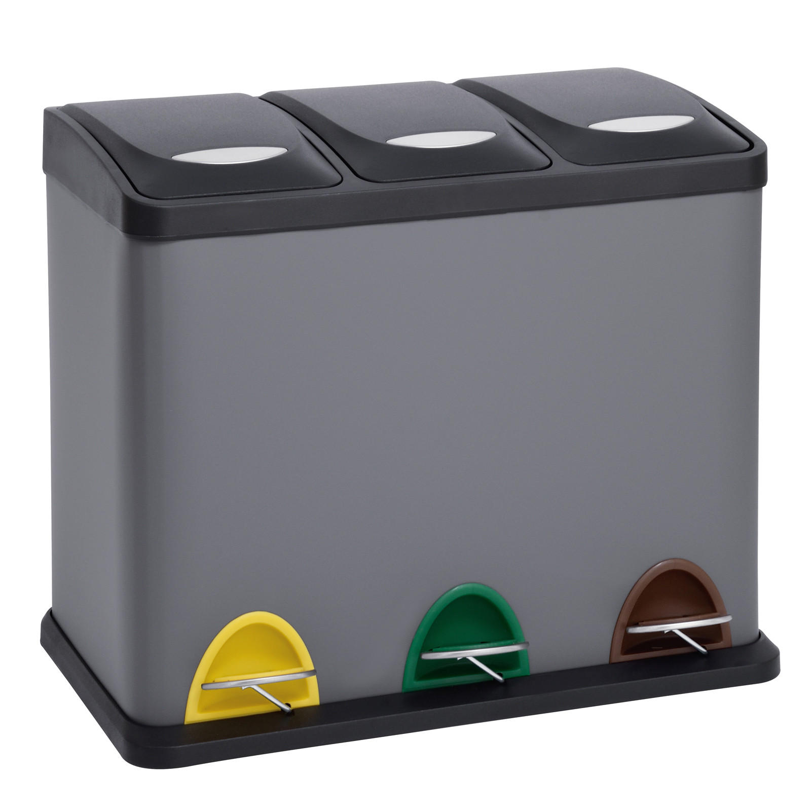 TRETMÜLLEIMER TC3X8 - Grau, Metall (47/38/28cm) - SVITA