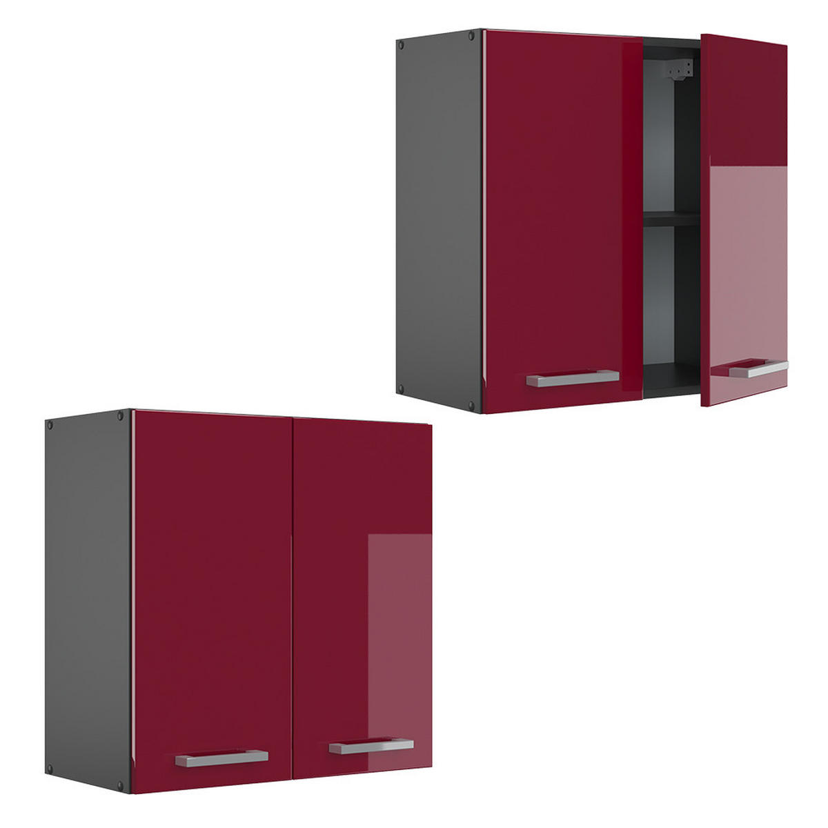 HÄNGESCHRANK R-Line Rot Hochglanz 60 cm - Anthrazit/Rot, Holzwerkstoff (60/60/31cm) - Vicco
