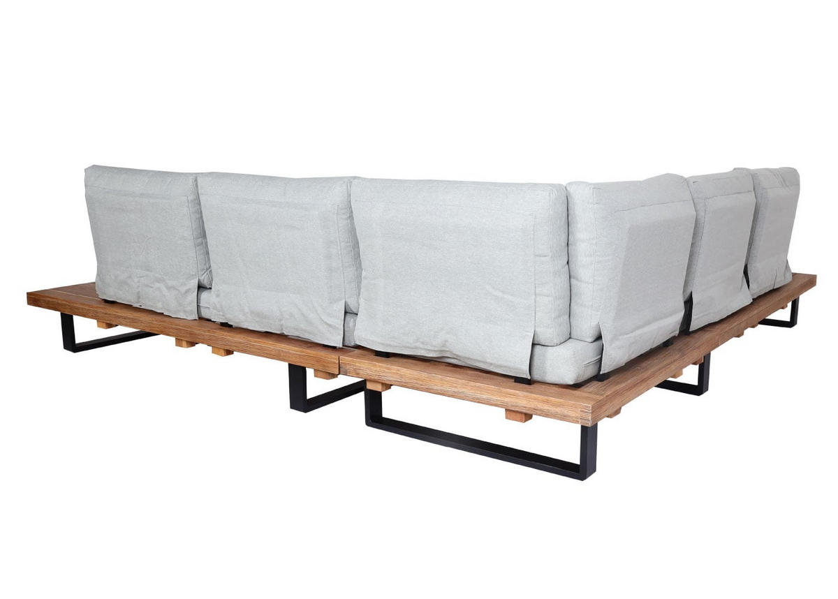 GARTENGARNITUR mit Sessel Hellbraun Hellgrau - Braun, Holz - PROREGAL