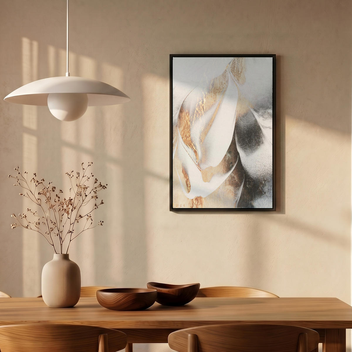 LEINWAND Bilder mit Rahmen - Luxus - Abstrakt - Gold - Weiß - 40x60 - Goldfarben, Textil (40/60cm) - MuchoWow