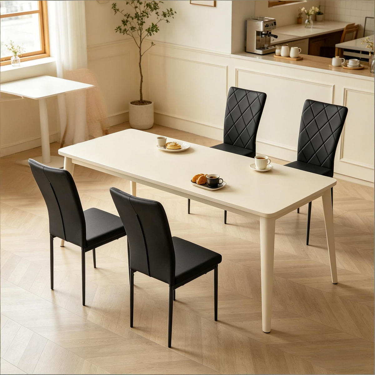 STUHL-SET DE-36120 4 Stück mit Kunstlederbezug Schwarz - Schwarz, Metall (42.5/94.5/40cm) - ComfortXL
