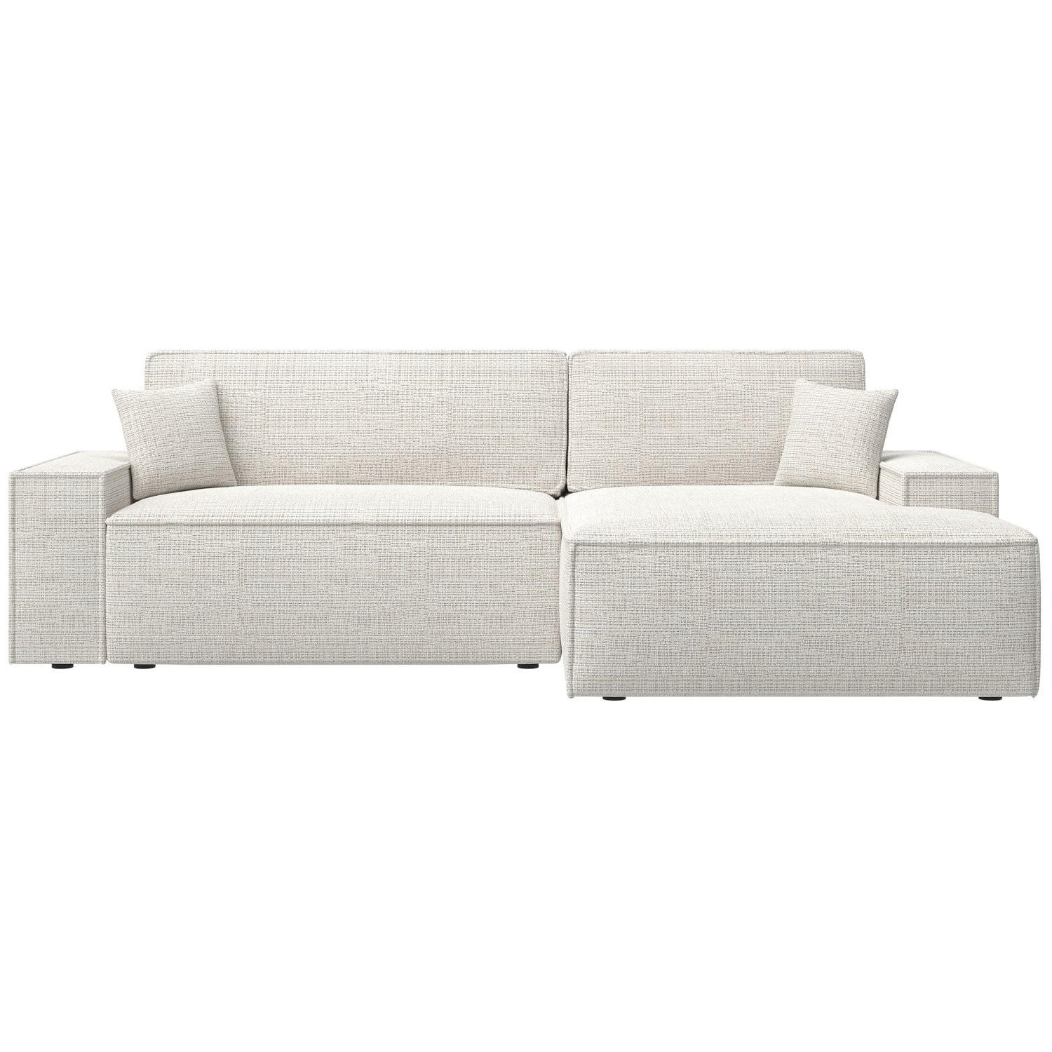 ECKSOFA Farese New Hellbeige Chenille - Ecru/Schwarz, Kunststoff/Textil (267/167cm) - Selsey