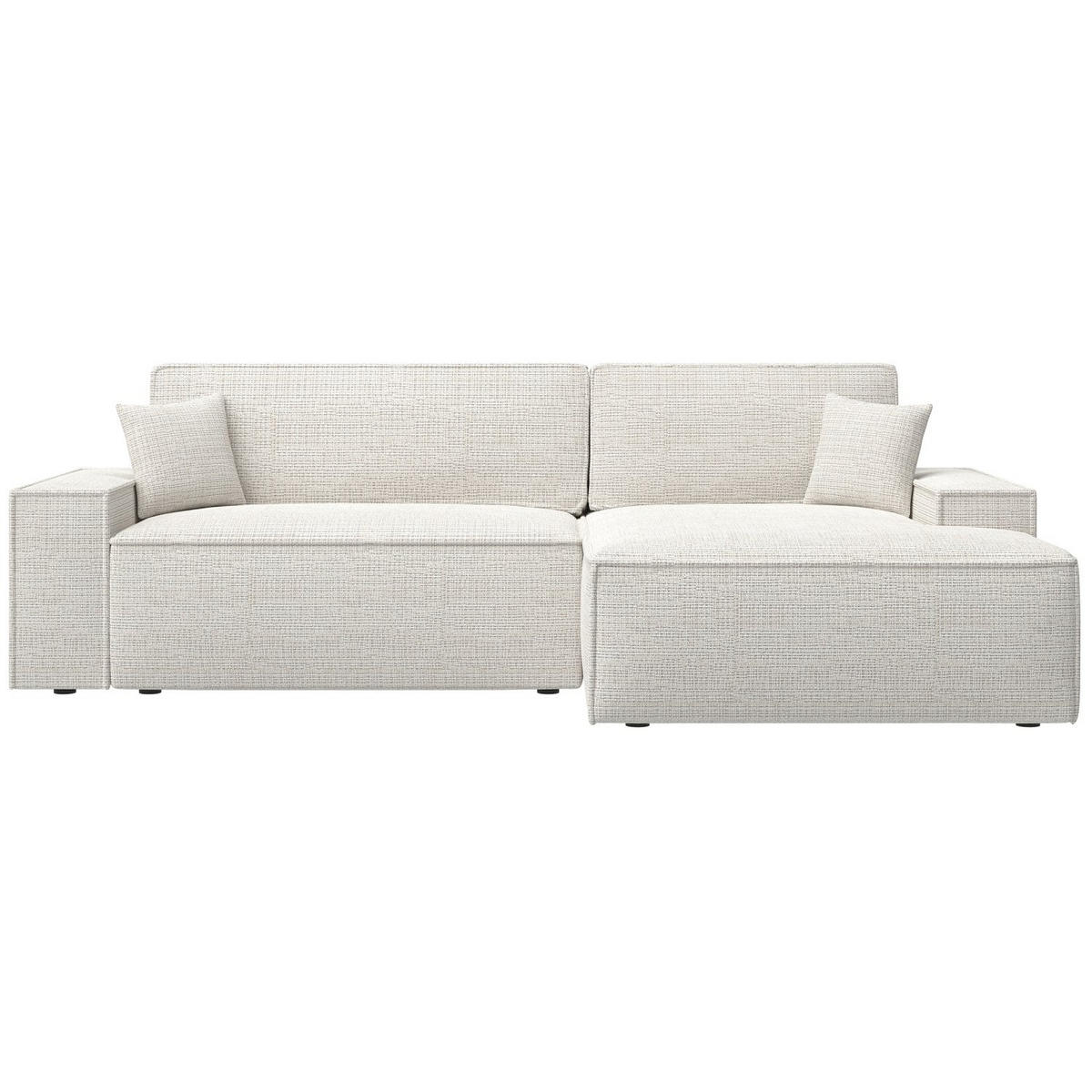 ECKSOFA Farese New Hellbeige Chenille - Ecru/Schwarz, Kunststoff/Textil (267/167cm) - Selsey
