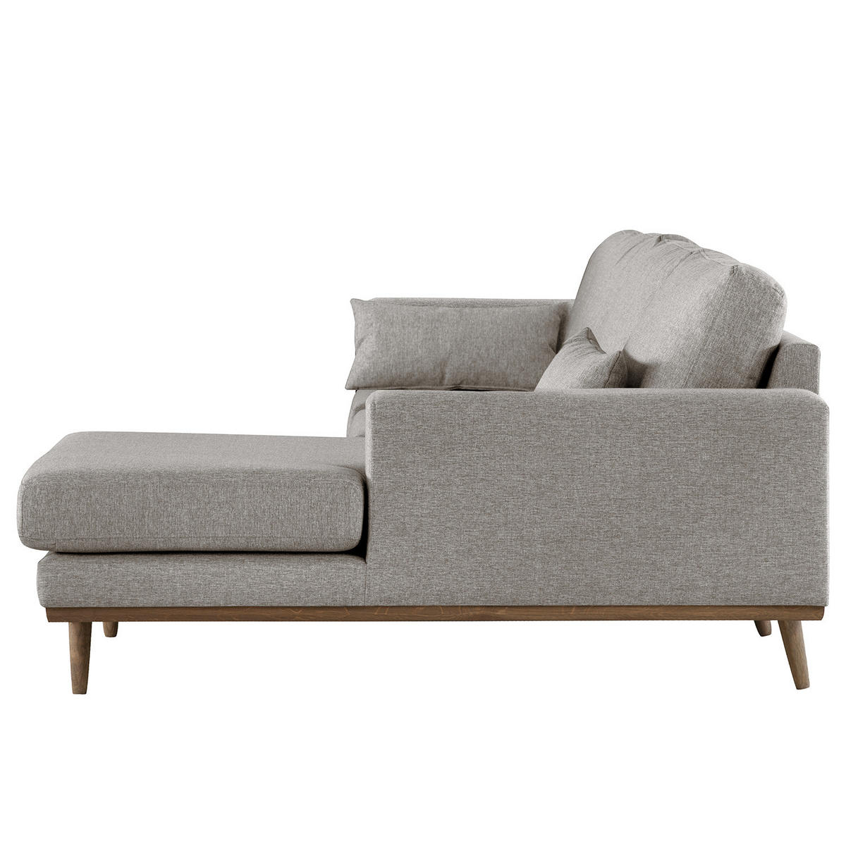 ECKSOFA mit Longchair - Eichefarben/Graubraun, Eichenholz/Textil (281/153cm) - home24