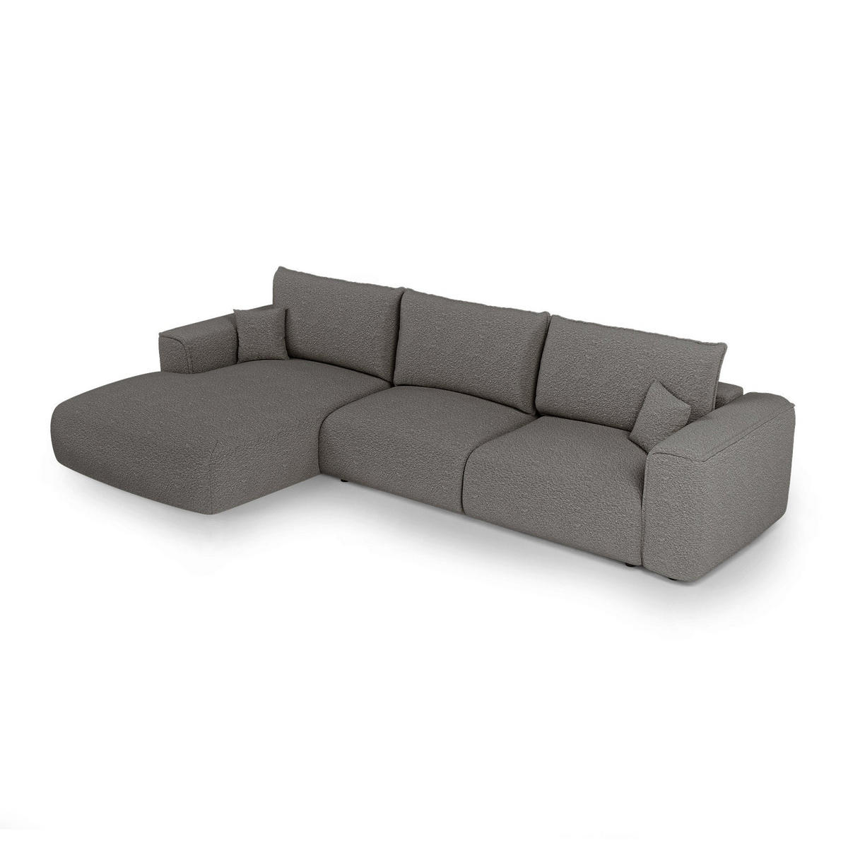 LINKSECK-SCHLAFSOFA mit Stauraum COMO Frottee Graphitgrau 297cm - Dunkelgrau/Graphitfarben, Textil (297/167cm) - Premium Interiors