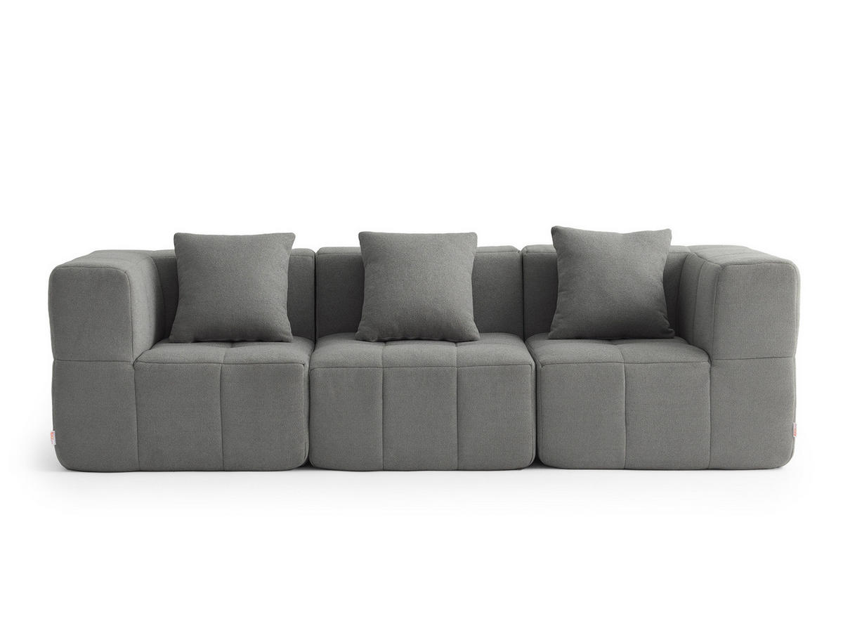 3-SITZER-SOFA Bouclé-Stoff Wolkengrau - Grau, Textil (260/73/95cm) - MILYsofa