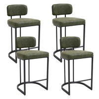 BARHOCKER 4er Set Grün Kunstleder mit Rückenlehne - Grün, Kunststoff (44.5/89/52cm)