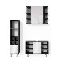 BADMÖBEL-SET Fynn Anthrazit 3 Teile, mit Midischrank Tür klein - Anthrazit/Weiß, Holzwerkstoff (60/54/32cm) - Vicco
