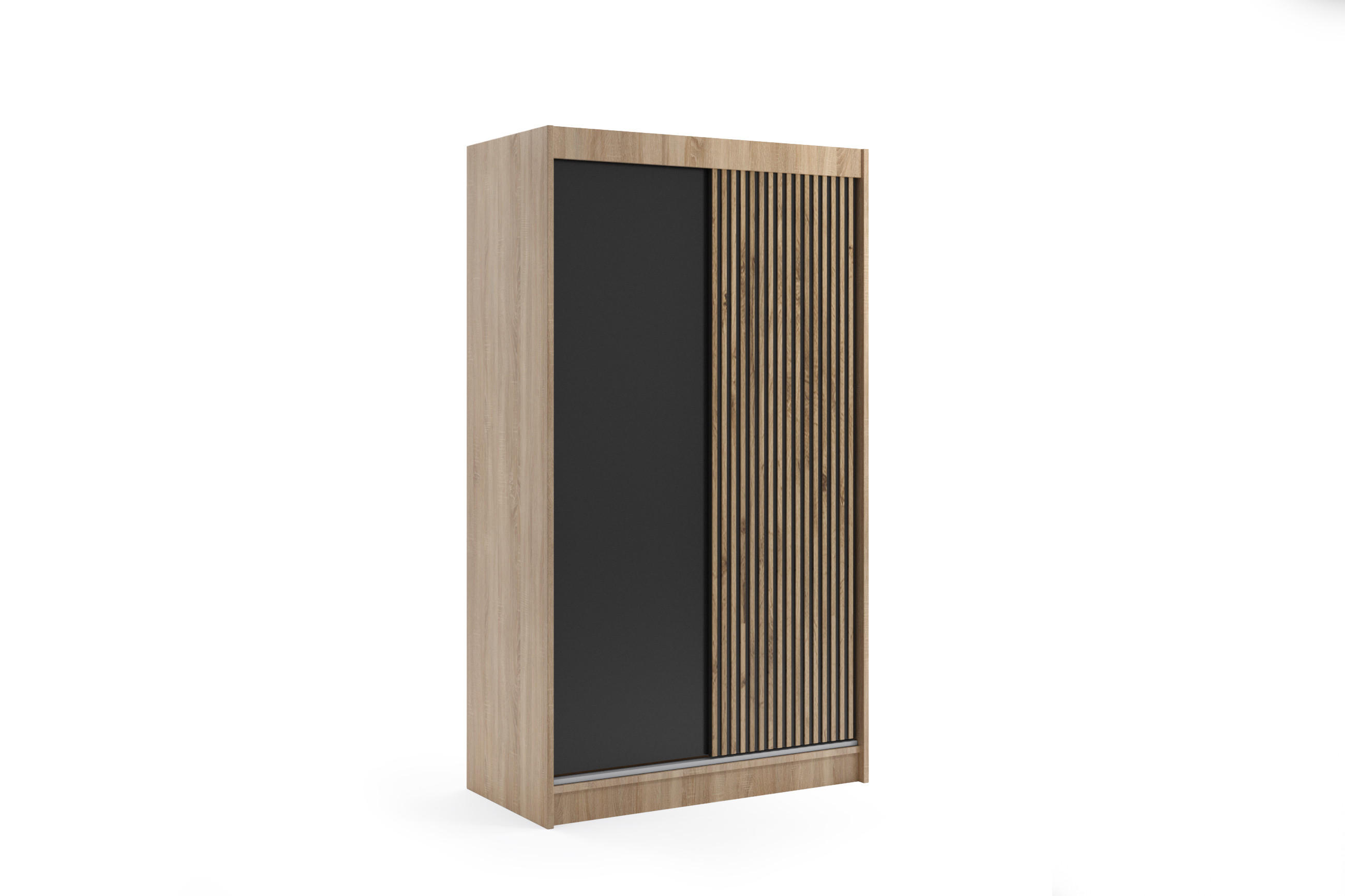ALTDECOR ŠATNÍ SKŘÍŇ VILAN s lamelami/LED – 120 cm – Sonoma dub | dub wotan