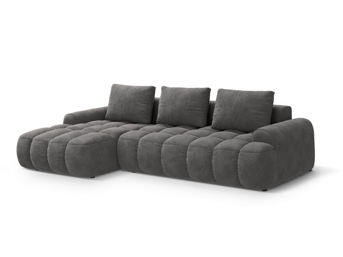 AUSKLAPPBARES-ECKSOFA links mit Container Linz aus Samt grau 3 Sitzplätze - Grau, Textil (142/275cm) - Cosmopolitan Design