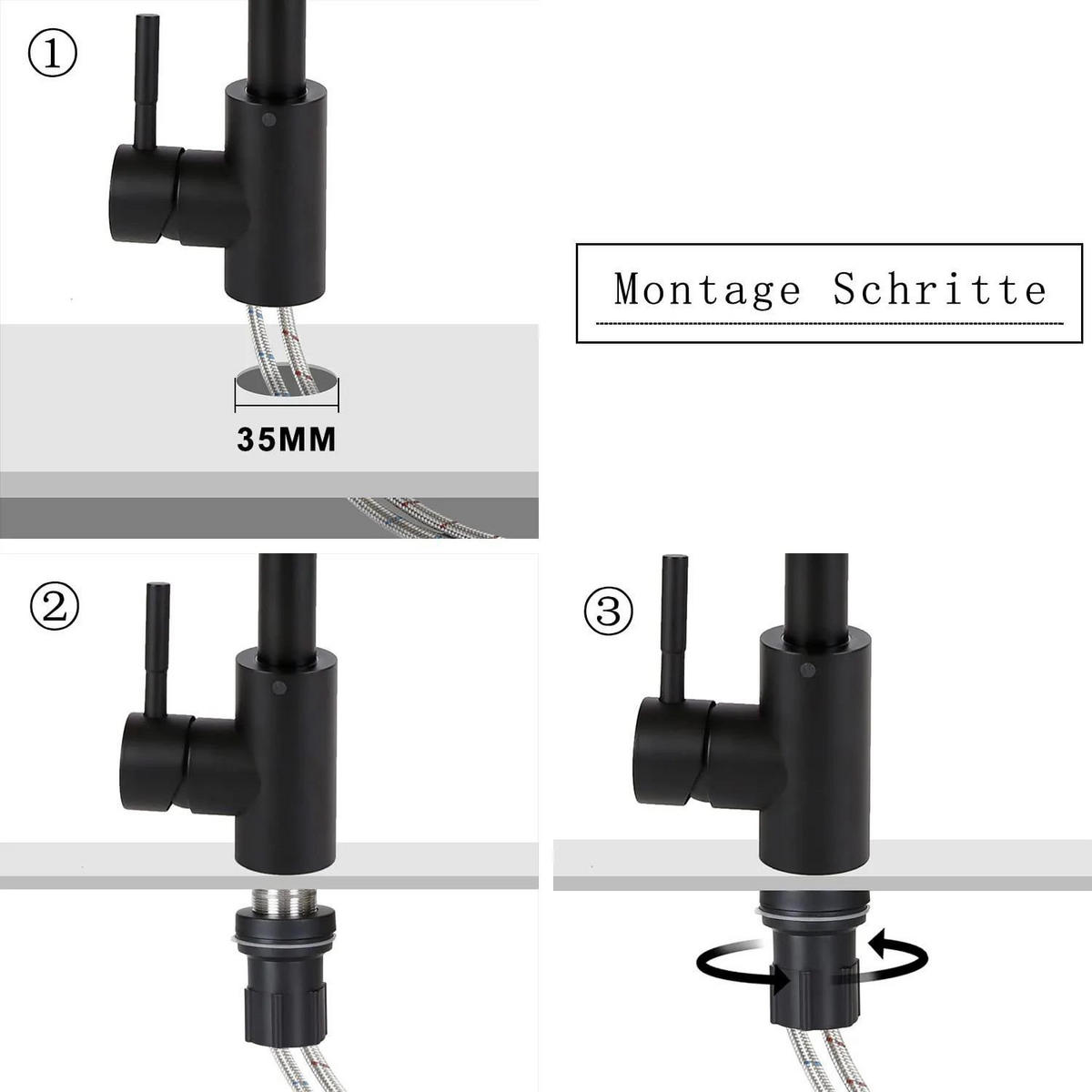 KÜCHENARMATUR Susanne - Schwarz, Metall (6/33/19cm) - Nettlife