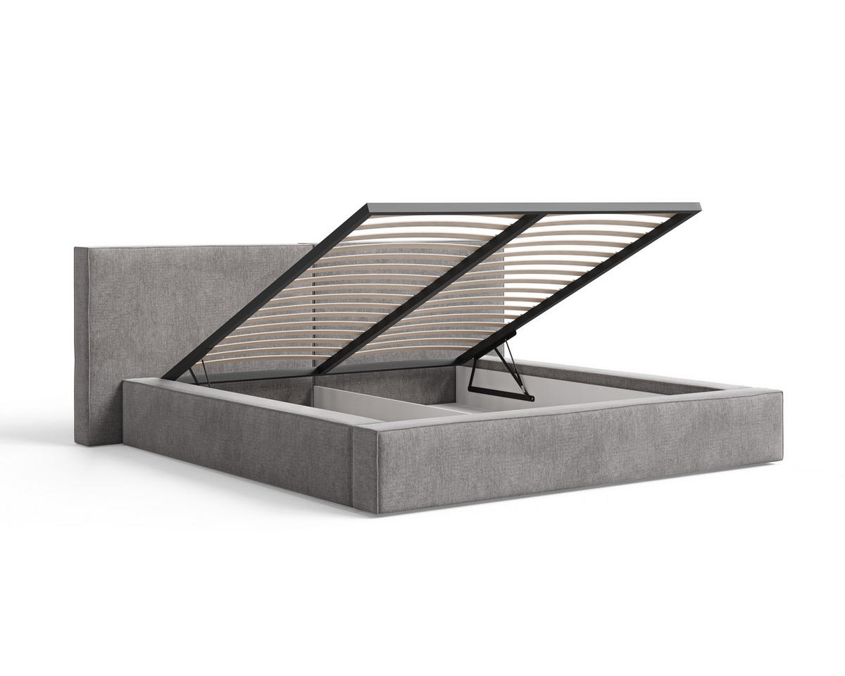 POLSTERBETT 06 140x200 cm – Tresor - Bett mit Bettkasten, Metall-Lattenrost - Grau, Holz (140/200cm) - ROYAL24_MARKT