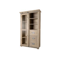 VITRINE Mango 100x45x175 whitewash lackiert RAILWAY #326 - Beige, Holz (100/175/45cm) - Massivmoebel24