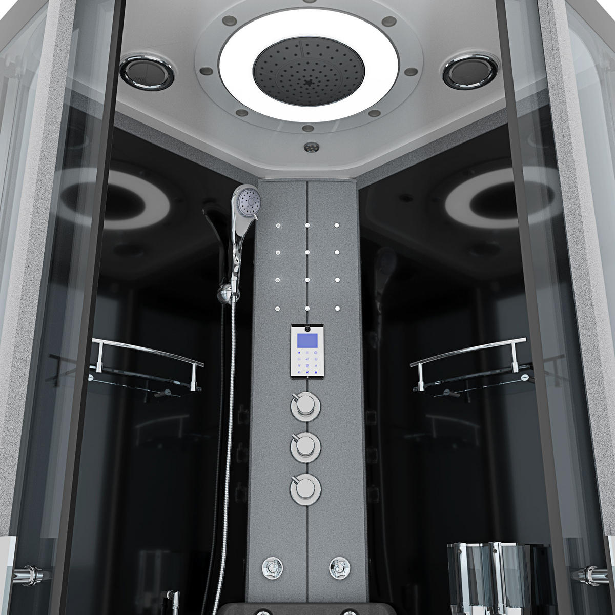 FERTIGDUSCHE Dusche D58-63T1 Schwarz 100x100 - Schwarz, Glas/Kunststoff (100/100/225cm) - AcquaVapore by Sandra Jentho