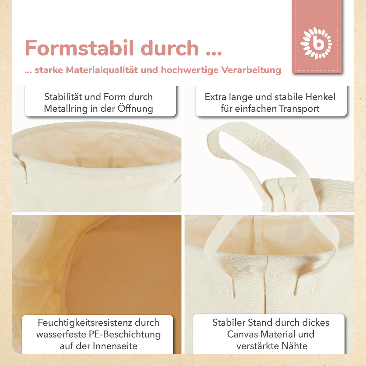 WÄSCHEKORB Spielzeugkorb Reh - Beige, Textil (31/31cm) - Bieco Spielwaren