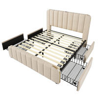 STAURAUMBETT 140/200 cm DE-00288, in Beige, 4 Schubladen - Beige, Metall (140/200cm) - ComfortXL