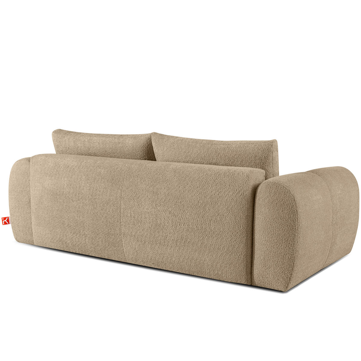 SOFA LIRA mit Pouf, Beige, Bouclé - Beige, Holz/Holzwerkstoff (96/43/50cm) - KONSIMO®