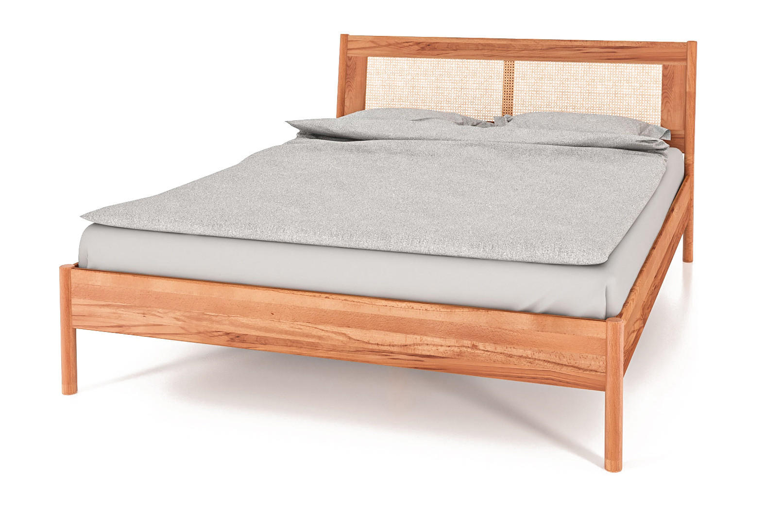 BETT MIT RATTANKOPFTEIL INA 180x220 Kernbuche - Kernbuche, Holz (180/220cm) - byoak