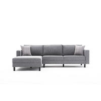 ECKSOFA mit elegantem Leinen-Bezug - Schwarz/Grau, Buchenholz/Textil (258/187cm) - myHomelando