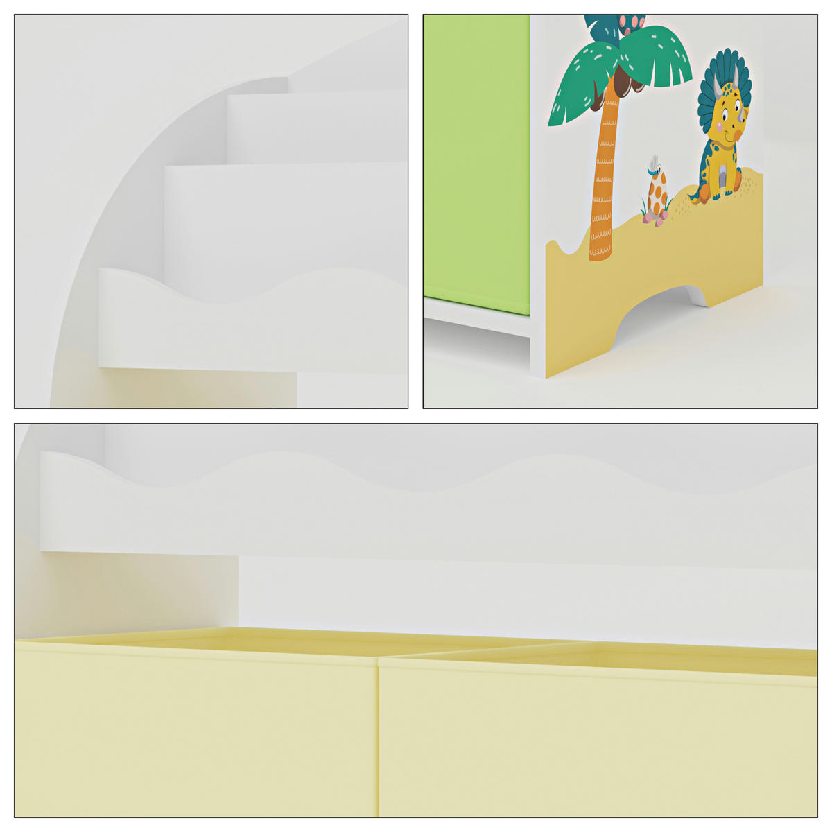 KINDERREGAL Orust - Gelb/Weiß, Holzwerkstoff (82.5/97.5/29.5cm) - [en.casa]