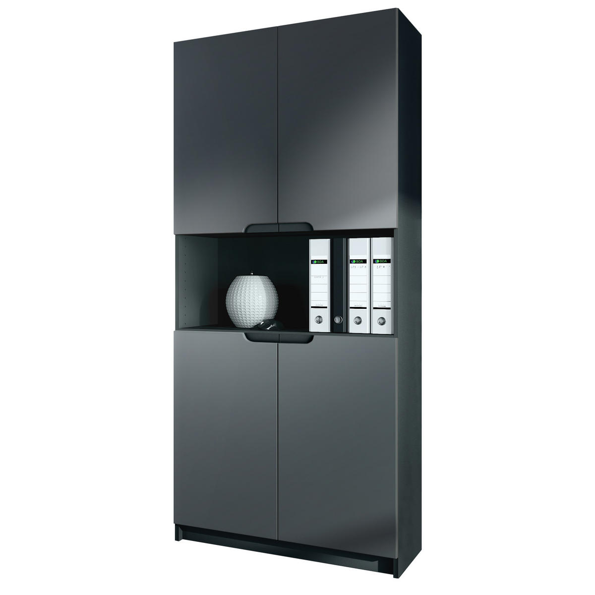 BÜROSCHRANK Logan Fronten in Graphit Seidenmatt - Graphitfarben, Holzwerkstoff (82/184/37cm) - Vladon