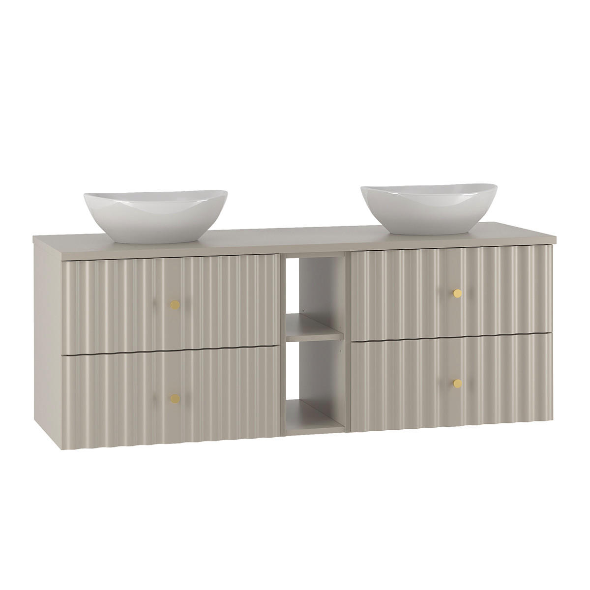 DOPPELWASCHTISCH 140.6cm Izae Kaschmir - Beige, Holzwerkstoff (140.6/52.2/46.5cm) - Petits-meubles