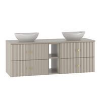 DOPPELWASCHTISCH 140.6cm Izae Kaschmir - Beige, Holzwerkstoff (140.6/52.2/46.5cm) - Petits-meubles