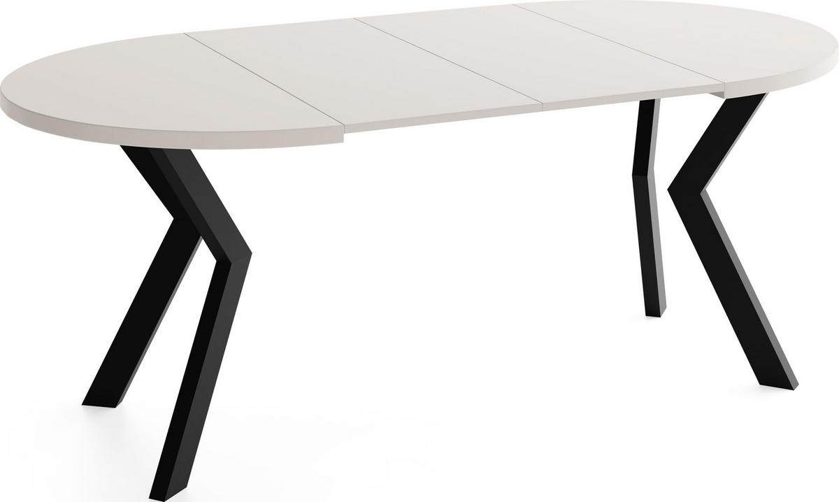 ESSTISCH Savio rund ausziehbar verlängerbar XXL, Kaschmir 100-200/100/77 cm - Kaschmir/Schwarz, Holz/Holzwerkstoff (100/100/77cm) - WFL GROUP