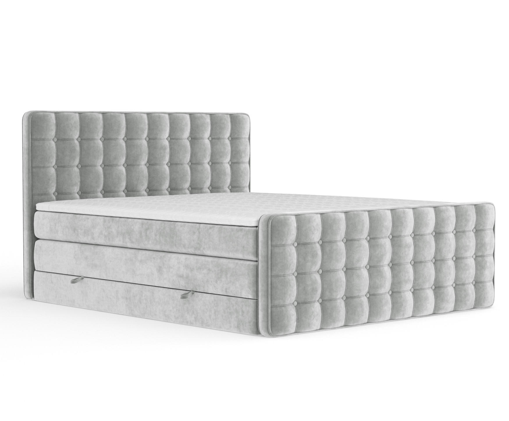 BOXSPRINGBETT Velouria Hellgrau 140/200 cm - Hellgrau/Schwarz, Holz/Holzwerkstoff (140/200cm) - Maison de Reve
