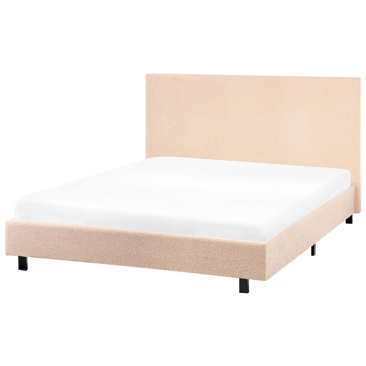 POSTEL s roštem 120/200 cm Bouclé Krémově bílá Albi - krémová, textil (120/200cm) - Beliani