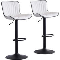 BARHOCKER 2er Set Kunstleder Weiß Höhenverstellbar - Weiß, Kunststoff (83/54/48cm)