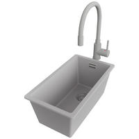 GRANITSPÜLE London Slim, 2-er set Grau 26/47 cm 1 Becken + Küchenarmatur 38/14 cm + Ablauf-Set ab 30er Unterschrank - Grau, Kunststoff (26/20/47cm) - Primagran