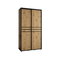 SCHWEBETÜRENSCHRANK 235,2/140/60 2-türig - Schwarz/Eiche Artisan, Holz/Metall (140/235/60cm) - Abiks Möbel