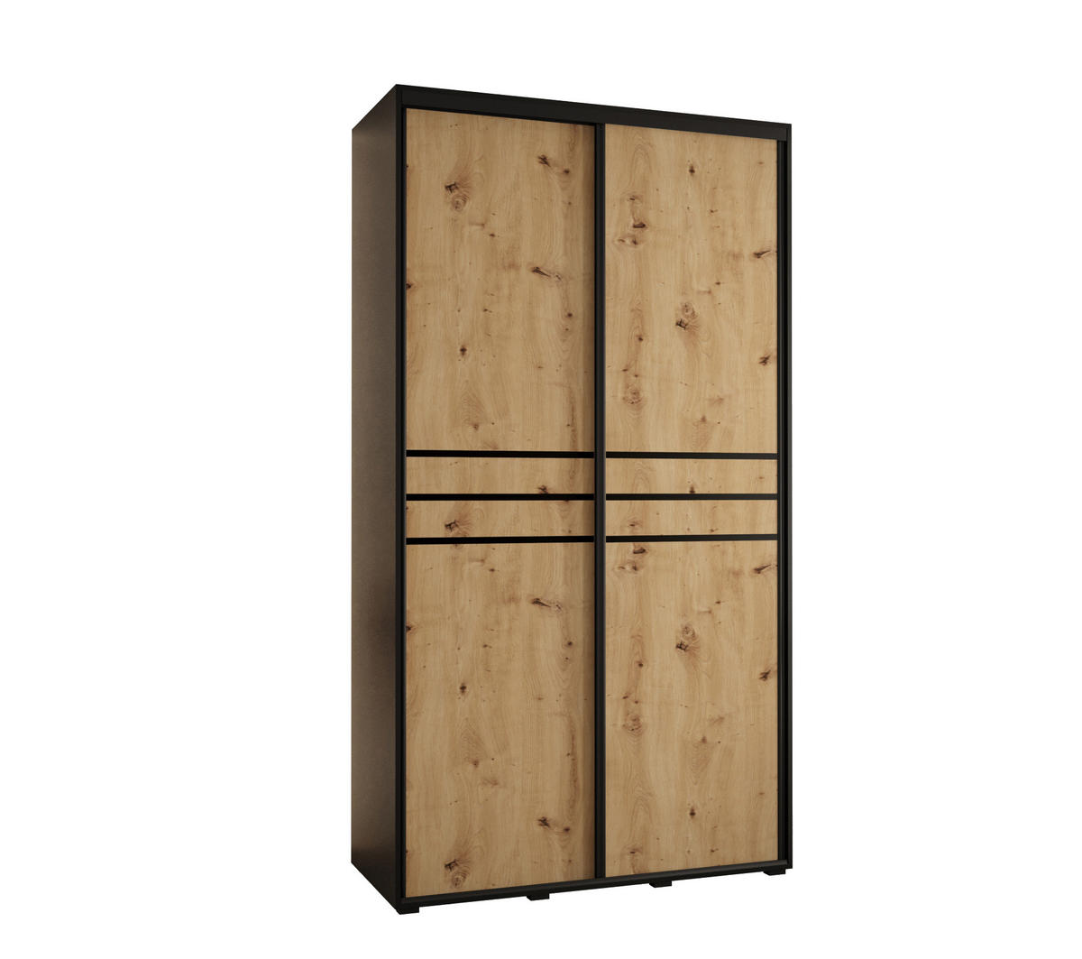 SCHWEBETÜRENSCHRANK 235,2/140/60 2-türig - Schwarz/Eiche Artisan, Holz/Metall (140/235/60cm) - Abiks Möbel