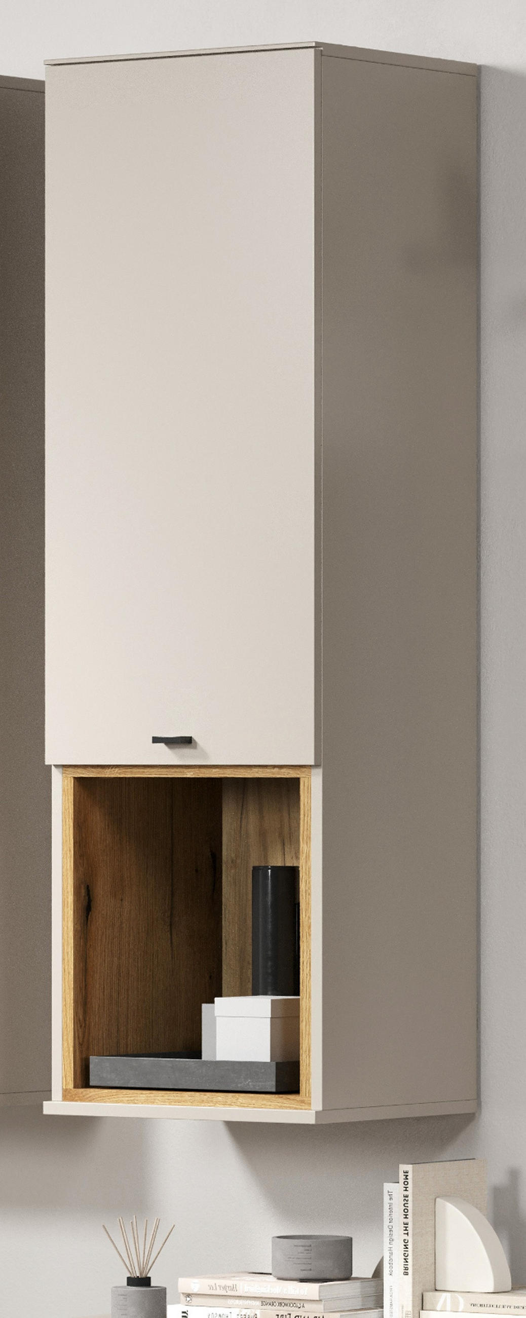 HÄNGESCHRANK Sand, Evoke Eiche 40 x 130 cm, Wandschrank mit Soft-Close - Sandfarben/Kaschmir, Holzwerkstoff/Metall (40/130/37cm) - Top.Furn