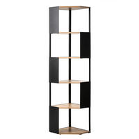 ECKREGAL mit 5 Ebenen und Seiten aus schwarzem Metall 40/172/40 cm - Eschefarben, Holzwerkstoff (40/172/44.5cm) - Calicosy