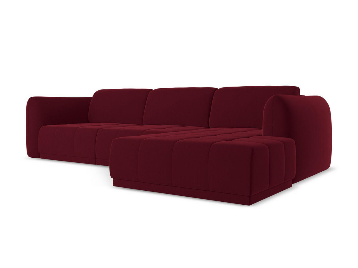 ECKSOFA Rechts Samt Stoff Rot - Bordeaux/Rot, Kunststoff/Textil (290/170cm) - Makamii