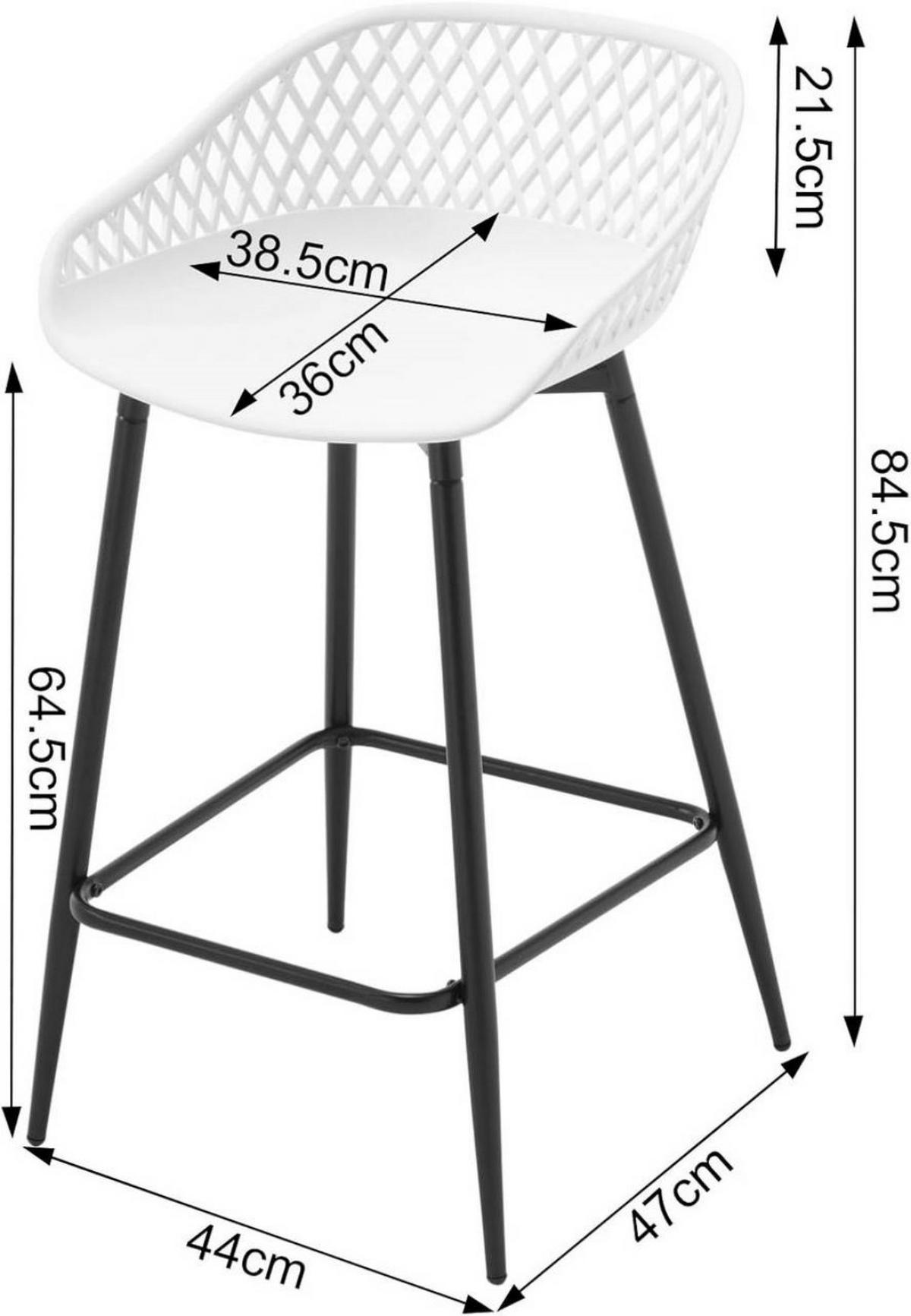 BARHOCKER 4er Set aus PP-Kunststoff, Weiß - Schwarz/Weiß, Kunststoff/Metall (44/84.5/47cm) - Woltu