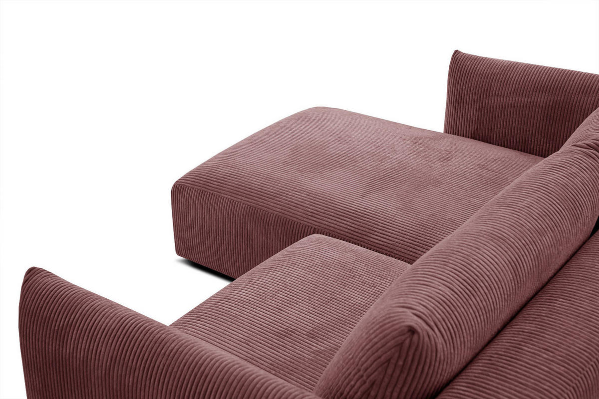 ECKSOFA TAUER 3-Sitzer, altrosa - Schwarz/Altrosa, Holzwerkstoff/Kunststoff (173/206cm) - Courtois Laville