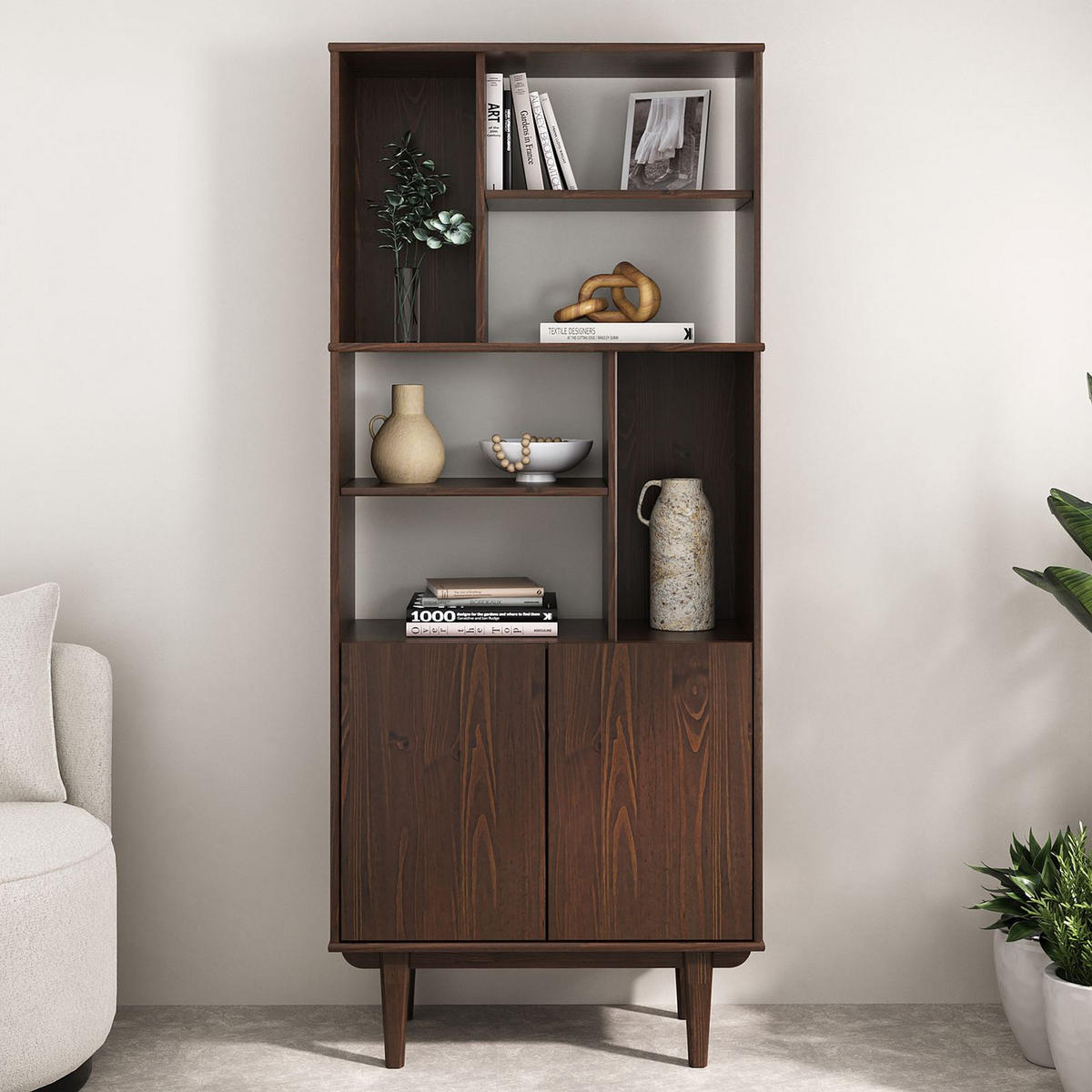 WOHNZIMMERSCHRANK SIMONA nussbaum - Nussbaumfarben, Holz (80/188/37cm) - IDIMEX