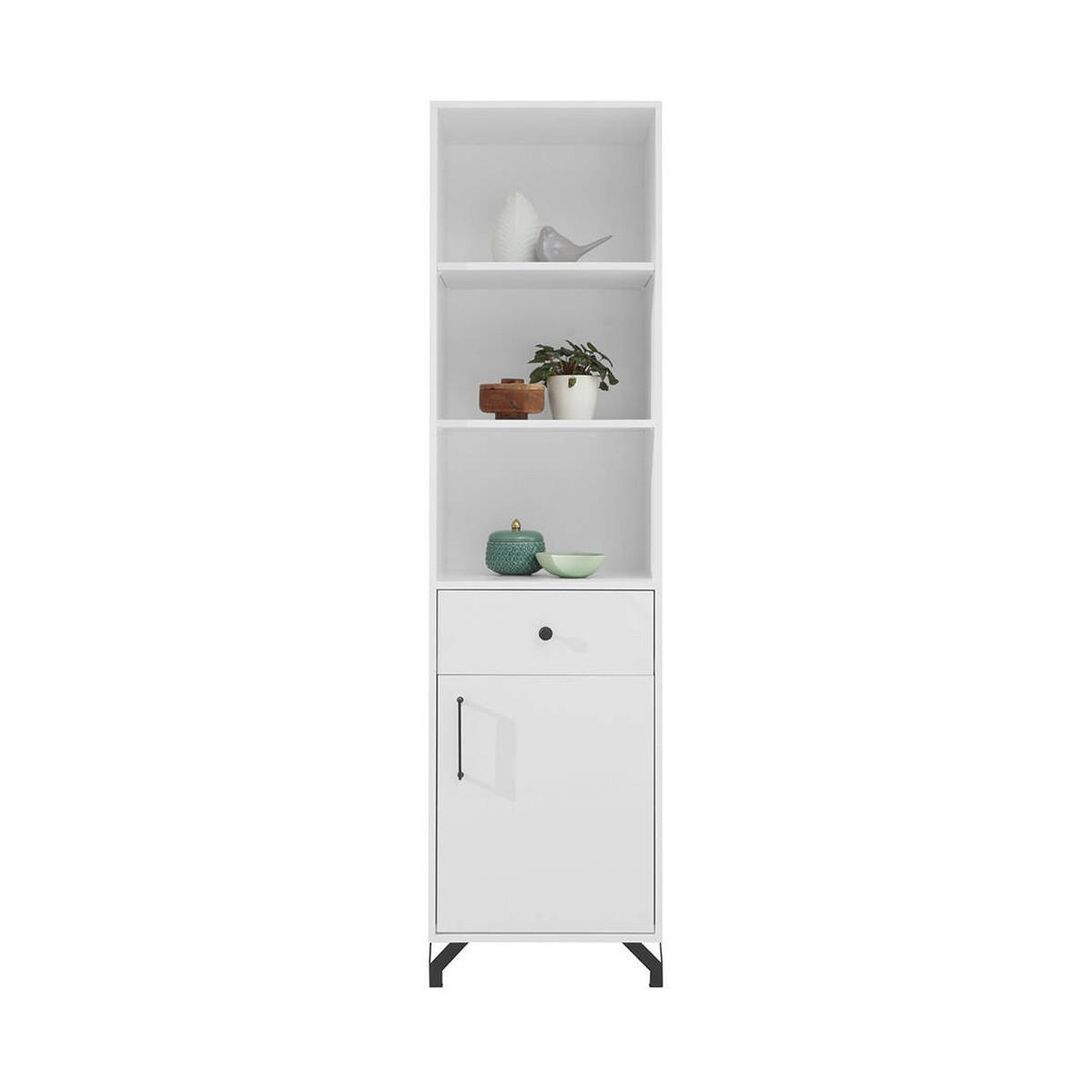 STANDREGAL – 50 cm – BERGEN System – Weiß - Weiß Hochglanz, Holzwerkstoff (50/190/40cm) - hi-markt