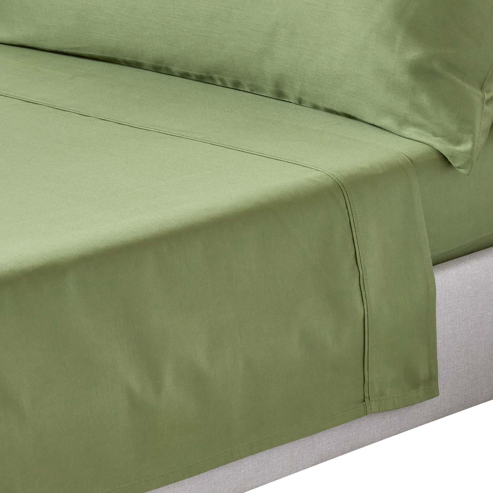 Homescapes Satin-Bettlaken Grün 240x275 cm